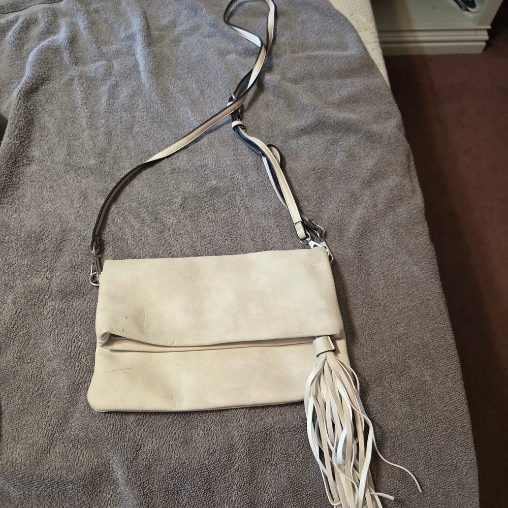 Elegant Cream Crossbody Bag with Tassel